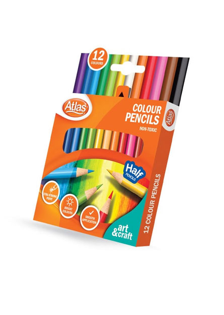 HALF COLOUR PENCIL 12 COLOURS ATLAS